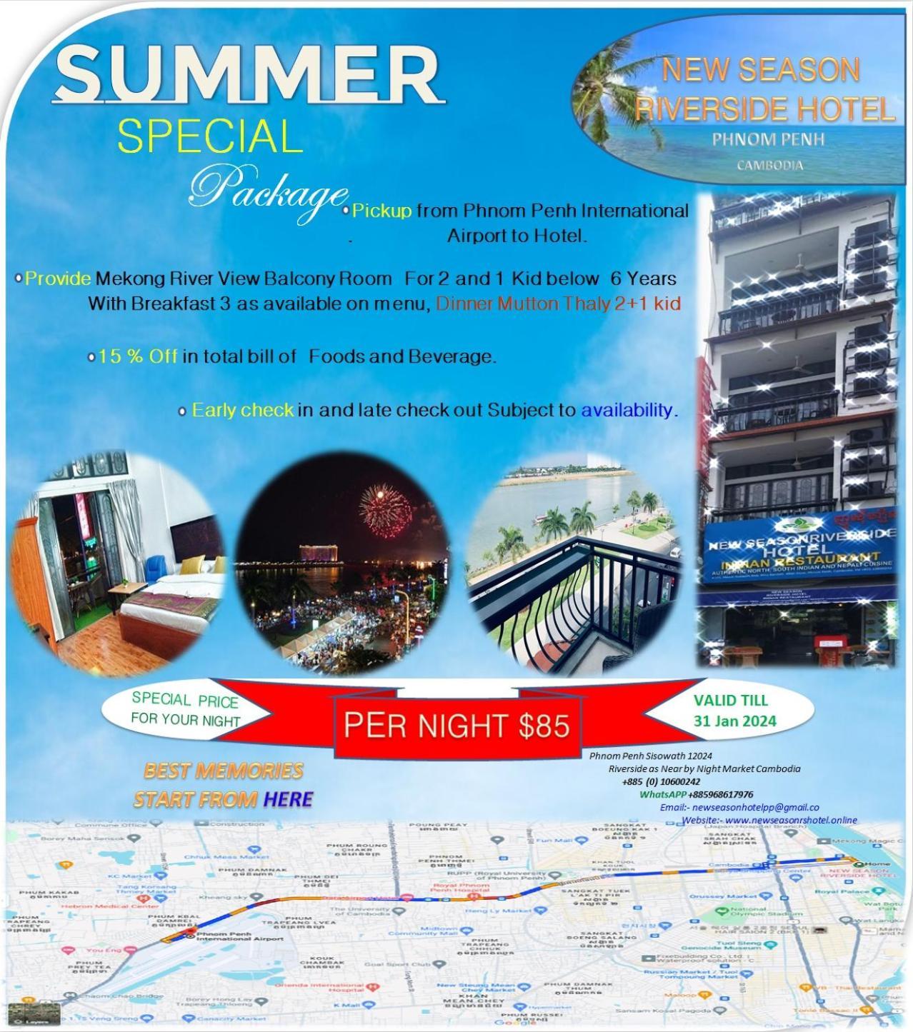 New Season Riverside Hotel Phnom Penh Eksteriør billede